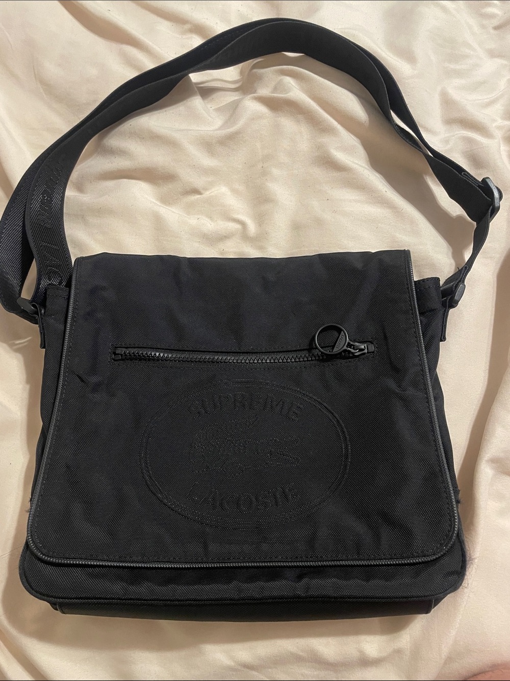 Supreme Lacoste crossover rare Black Nylon Messenger Crossbody